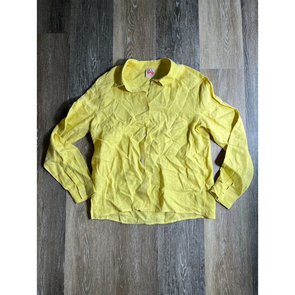 Le Sirenuse Positano Yellow Linen Button Down Shirt Womens IT 44 Long Sleeve